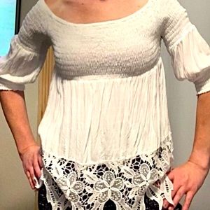 Marianne White Peasant Top